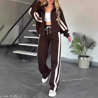 Sporty stripesett i to deler for kvinner