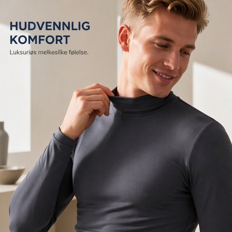 Menns tettsittende genser med falsk turtleneck