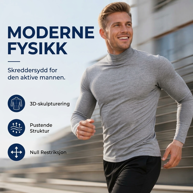 Menns tettsittende genser med falsk turtleneck