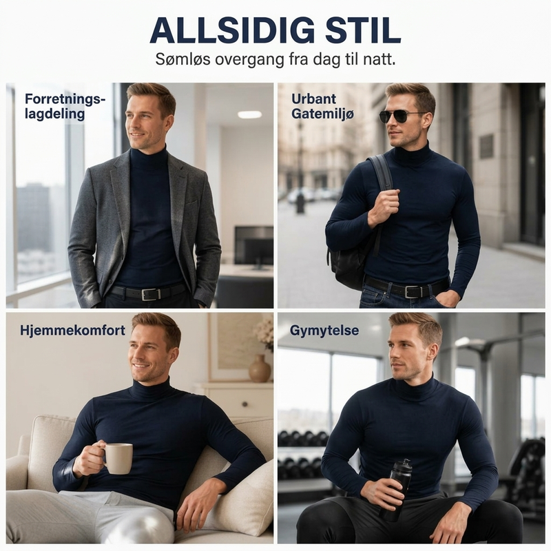 Menns tettsittende genser med falsk turtleneck