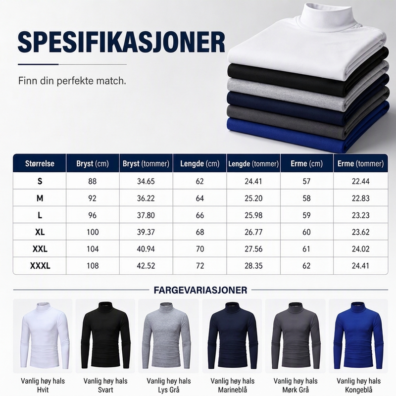 Menns tettsittende genser med falsk turtleneck