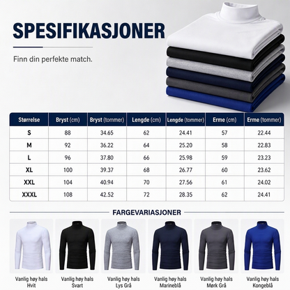 Menns tettsittende genser med falsk turtleneck