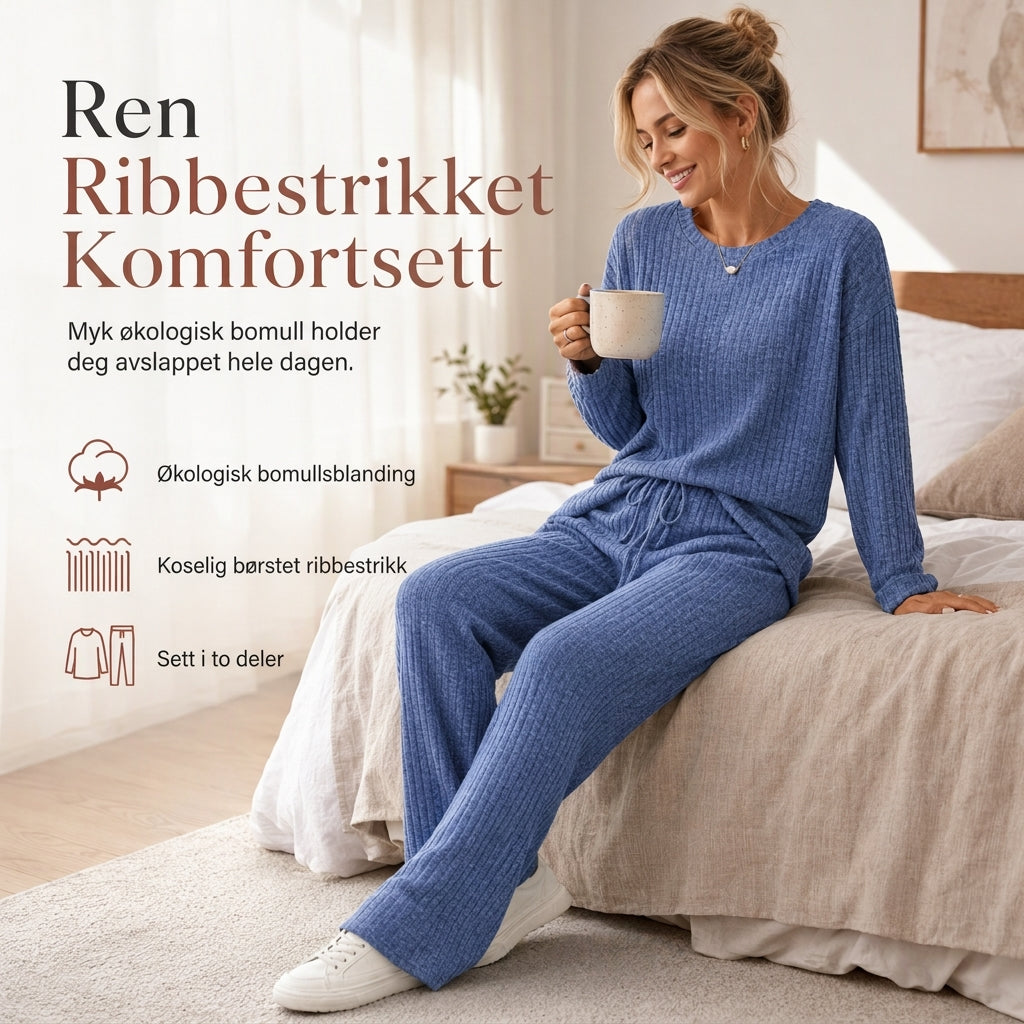 Avslappende strikket loungewear-sett for kvinner