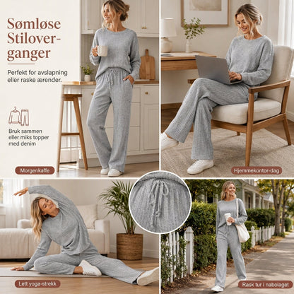 Avslappende strikket loungewear-sett for kvinner