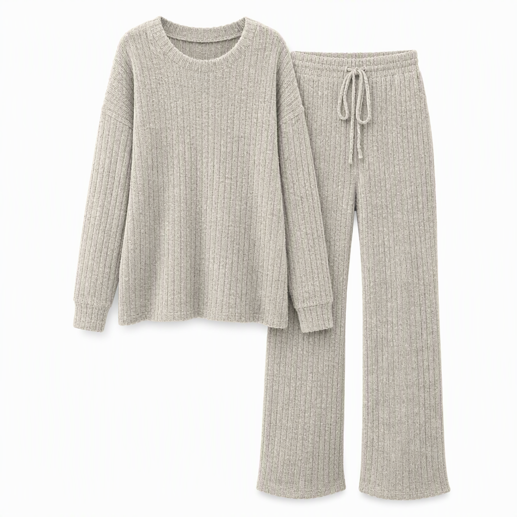 Avslappende strikket loungewear-sett for kvinner