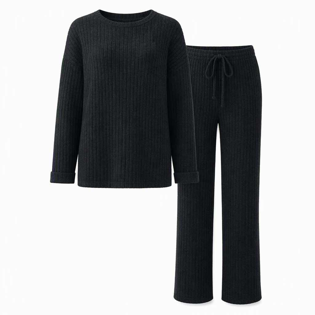 Avslappende strikket loungewear-sett for kvinner