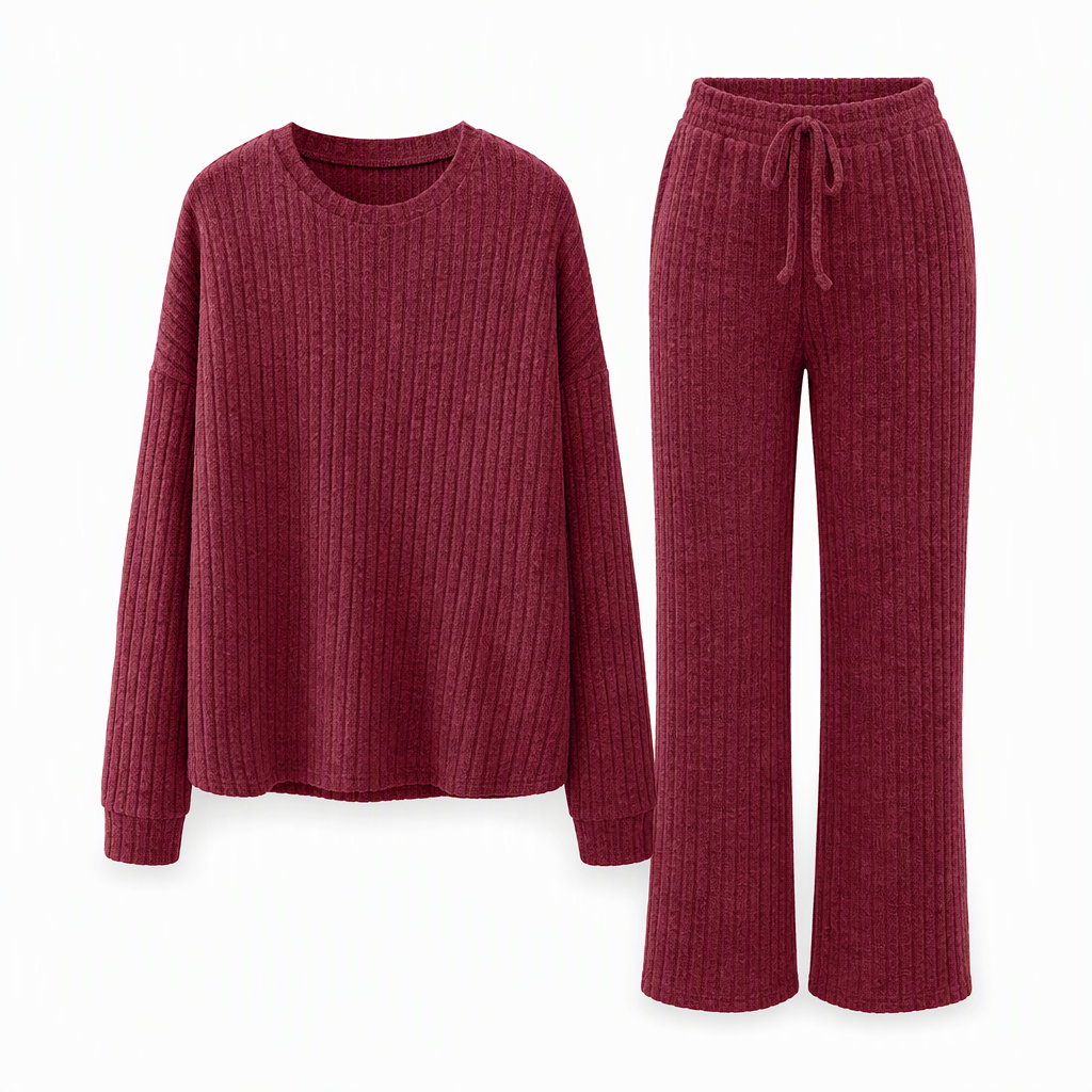 Avslappende strikket loungewear-sett for kvinner