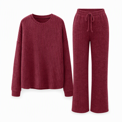 Avslappende strikket loungewear-sett for kvinner