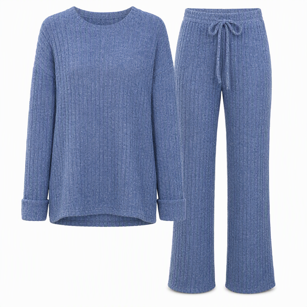 Avslappende strikket loungewear-sett for kvinner