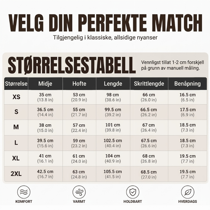 Varme, komfortable vinterbukser for menn