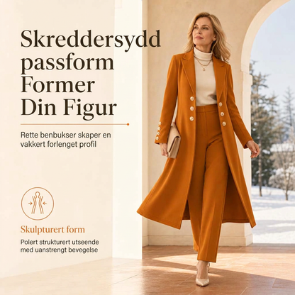 Elegant to-dørs høstoutfit for kvinner med retro langermet kåpe og enkle bukser