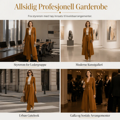 Elegant to-dørs høstoutfit for kvinner med retro langermet kåpe og enkle bukser