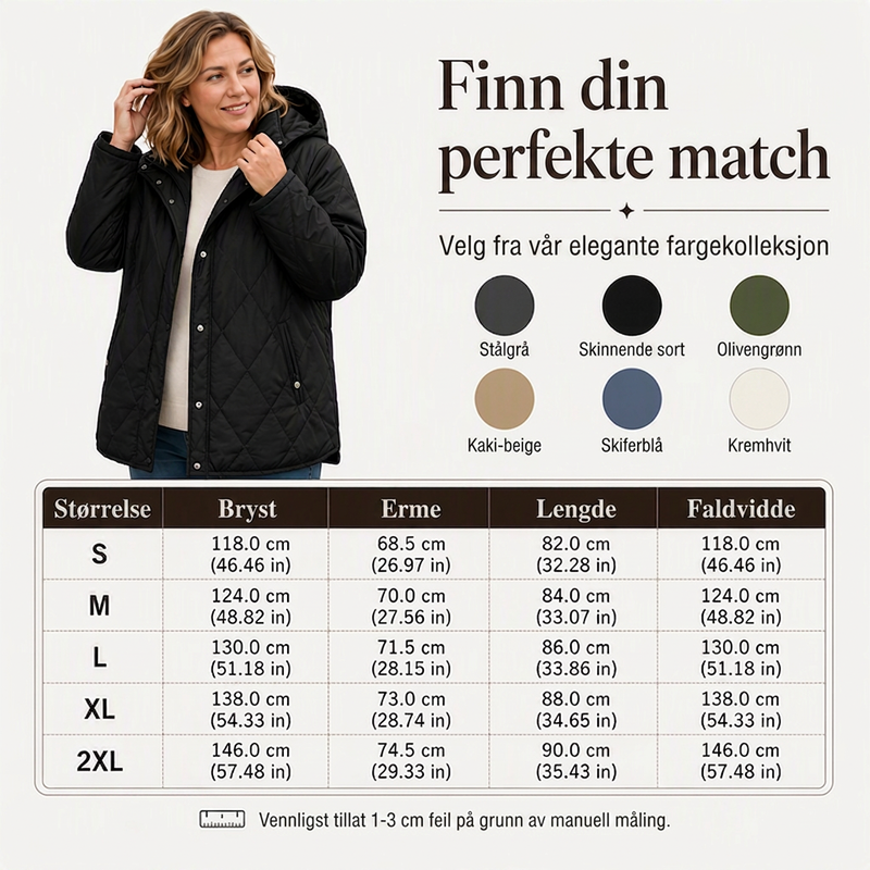Dame vinterfrakker med diamantmønster og hette