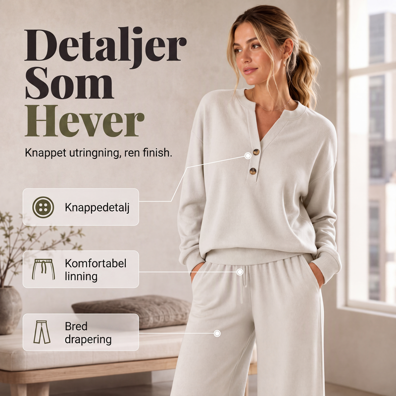 Dames sett med enkel topp og vide bukser