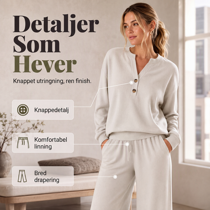 Dames sett med enkel topp og vide bukser