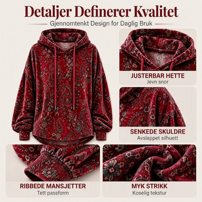 Hætt genser med paisley-mønster og snøring for kvinner