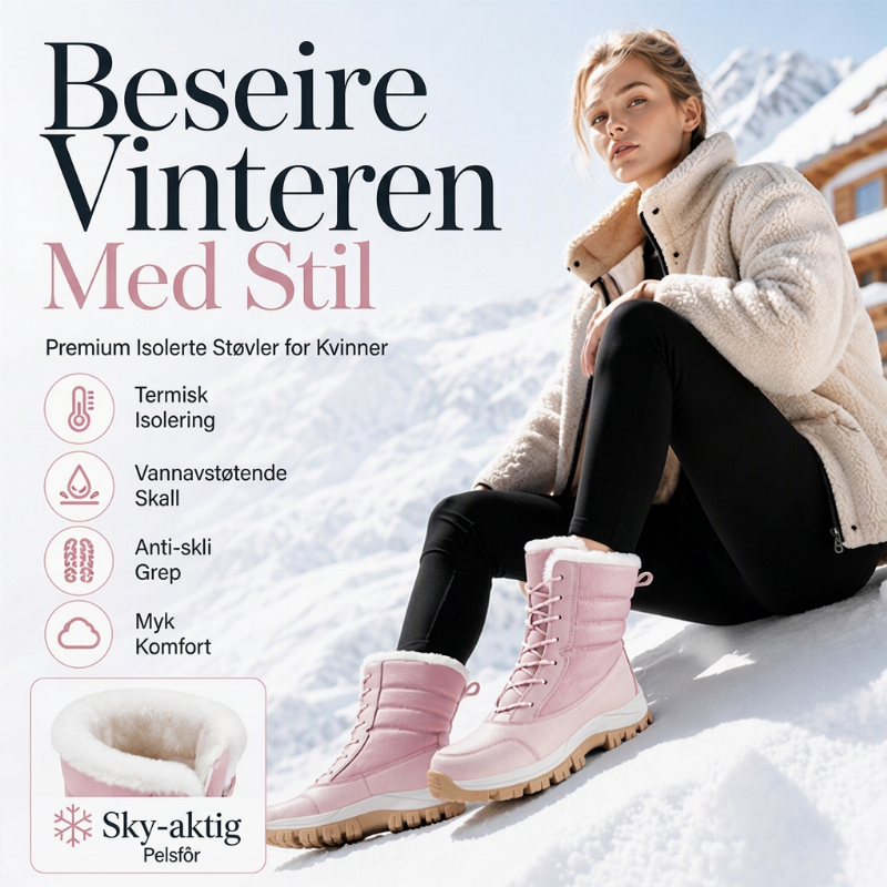 Vanntette snøstøvler i midjesshøyt design med plysjfor for kvinner