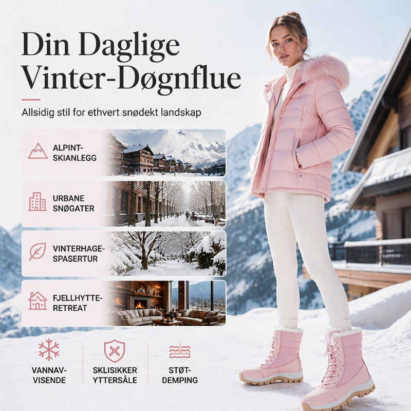 Vanntette snøstøvler i midjesshøyt design med plysjfor for kvinner