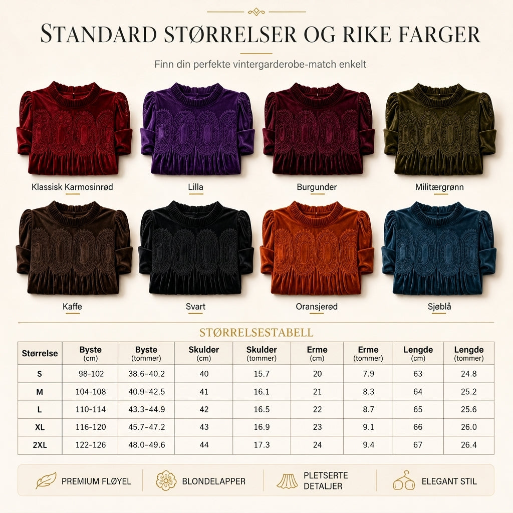Dame-bluse med korte ermer og volangkrage, ensfarget