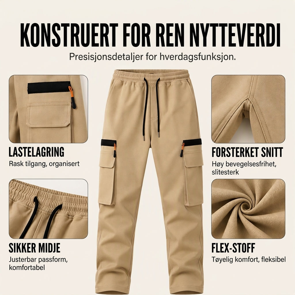 Herre Casual Cargo-bukser med flere lommer
