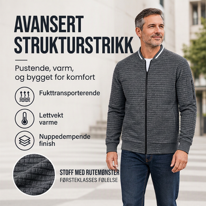 Herre uformell vaffelgrid bomberjakke