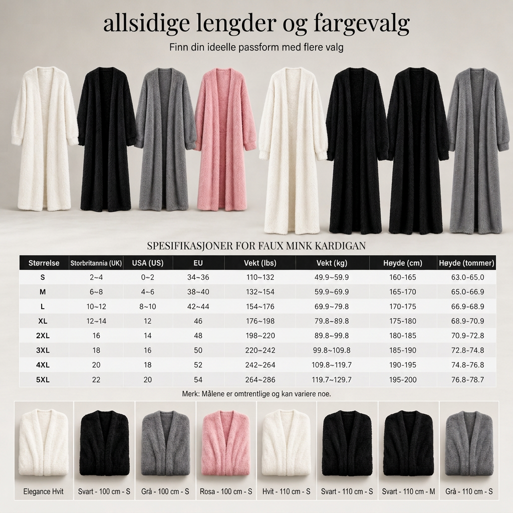 Lang cardigan i imitert minkpels til dame, fluffy, åpen strikkjakke for høst og vinter