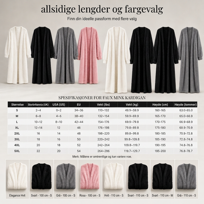Lang cardigan i imitert minkpels til dame, fluffy, åpen strikkjakke for høst og vinter