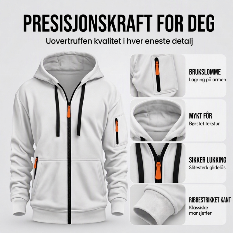 Herre uformell hettejakke med varmefôr