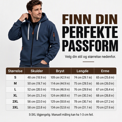 Herre uformell hettejakke med varmefôr