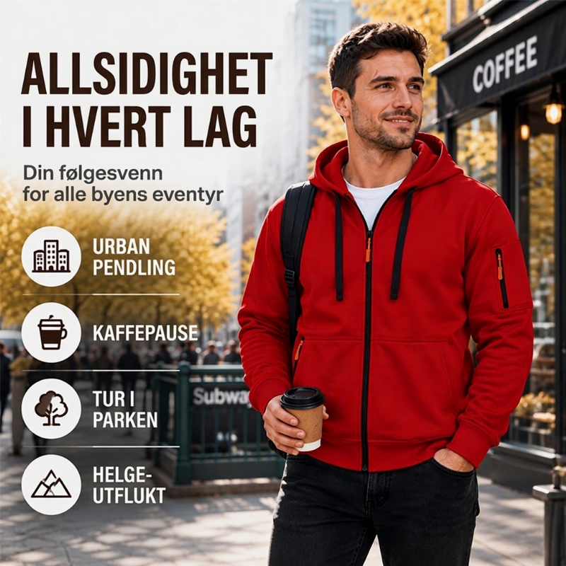 Herre uformell hettejakke med varmefôr