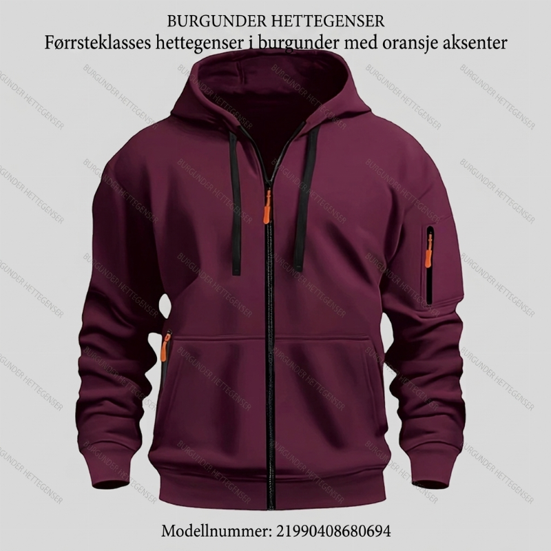 Herre uformell hettejakke med varmefôr