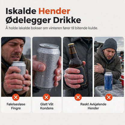 Strikket øl-vott for å holde ølflasker og bokser