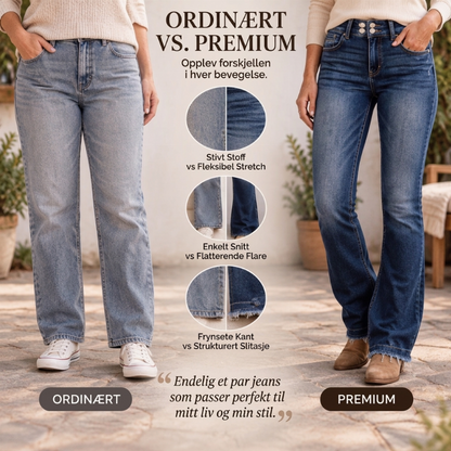 Dames spijkerbroek met dubbele knopen en hoge taille, bootcut-model