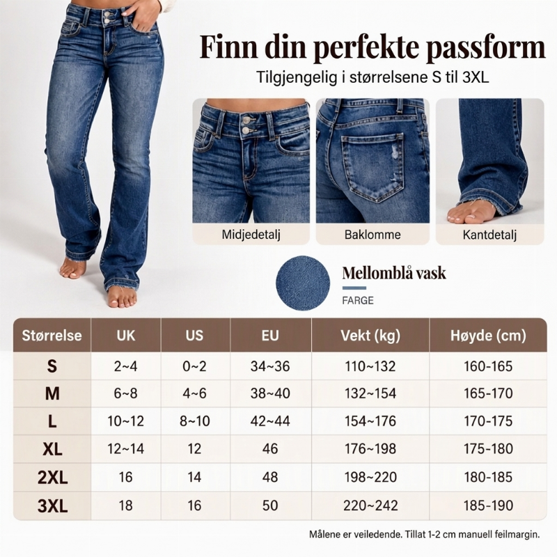 Dames spijkerbroek met dubbele knopen en hoge taille, bootcut-model