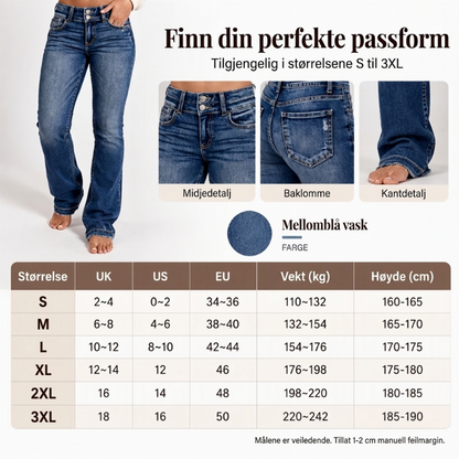 Dames spijkerbroek met dubbele knopen en hoge taille, bootcut-model