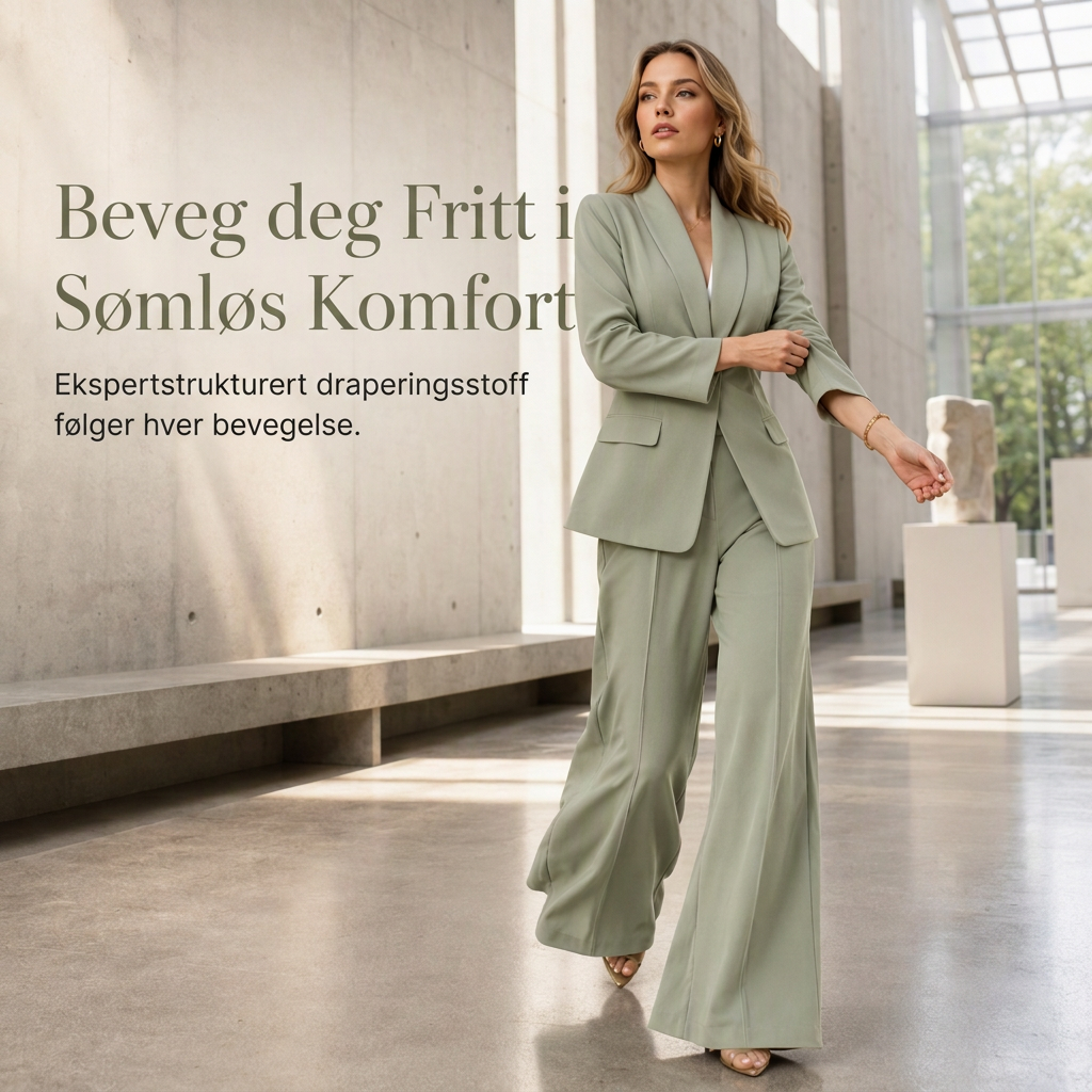 Elegant to-dresses sett med skreddersydd jakke og avslappede vide bukse