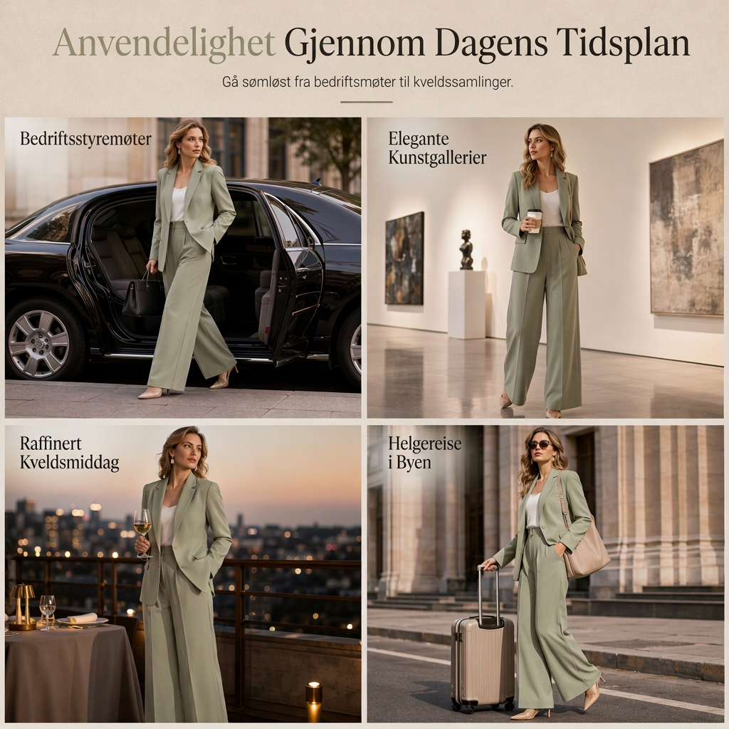 Elegant to-dresses sett med skreddersydd jakke og avslappede vide bukse