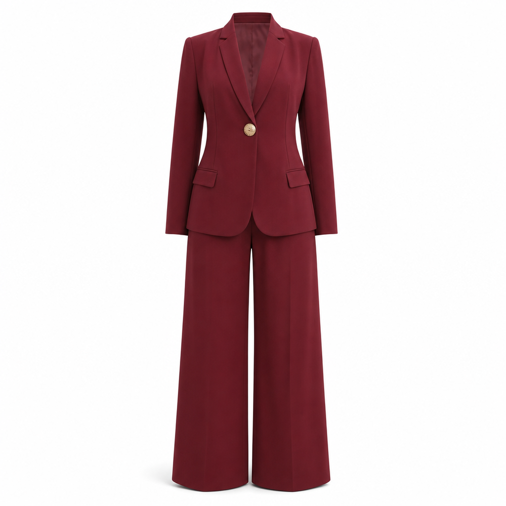 Elegant to-dresses sett med skreddersydd jakke og avslappede vide bukse