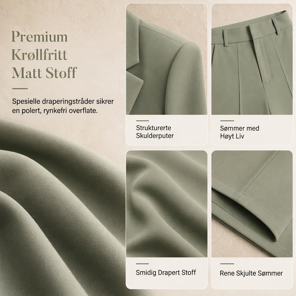 Elegant to-dresses sett med skreddersydd jakke og avslappede vide bukse