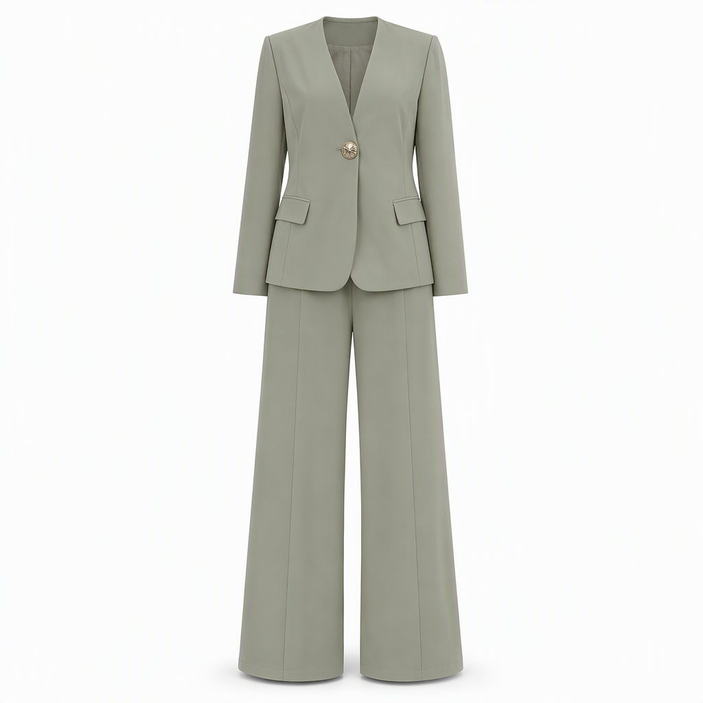 Elegant to-dresses sett med skreddersydd jakke og avslappede vide bukse