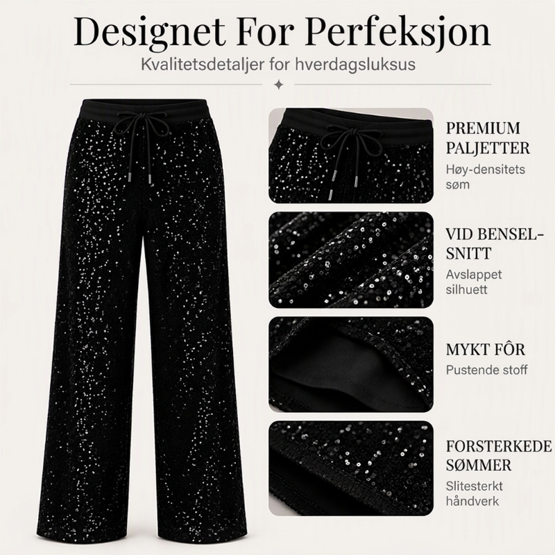 Dames Glitrende Sequins Bredbuksje