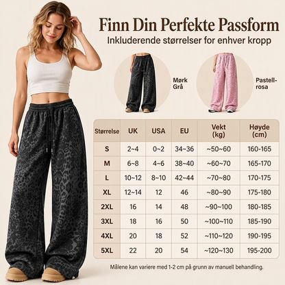 Avslappede sweatpants med vide ben og leopardmønster – Komfortabel og trendy for kvinner ✨🐆