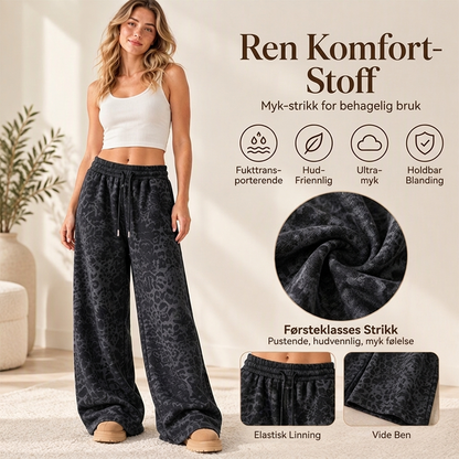 Avslappede sweatpants med vide ben og leopardmønster – Komfortabel og trendy for kvinner ✨🐆