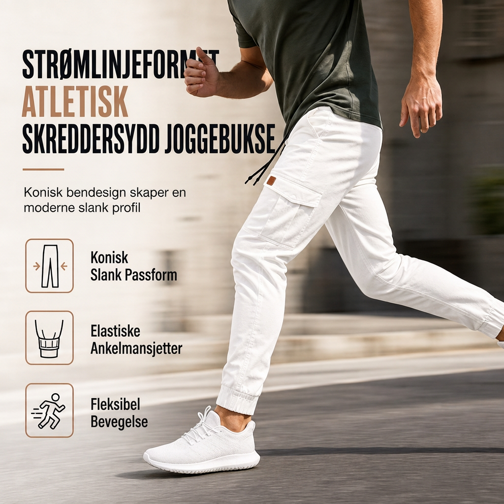Uformelle ensfargede cargo-joggebukser for menn