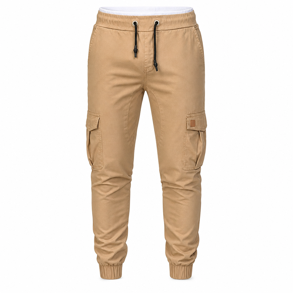 Uformelle ensfargede cargo-joggebukser for menn