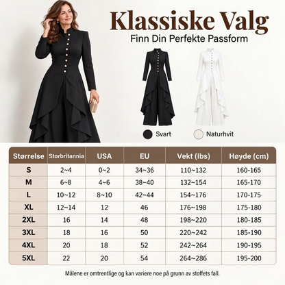 Damesett: Elegant lang frakk og vide bukser