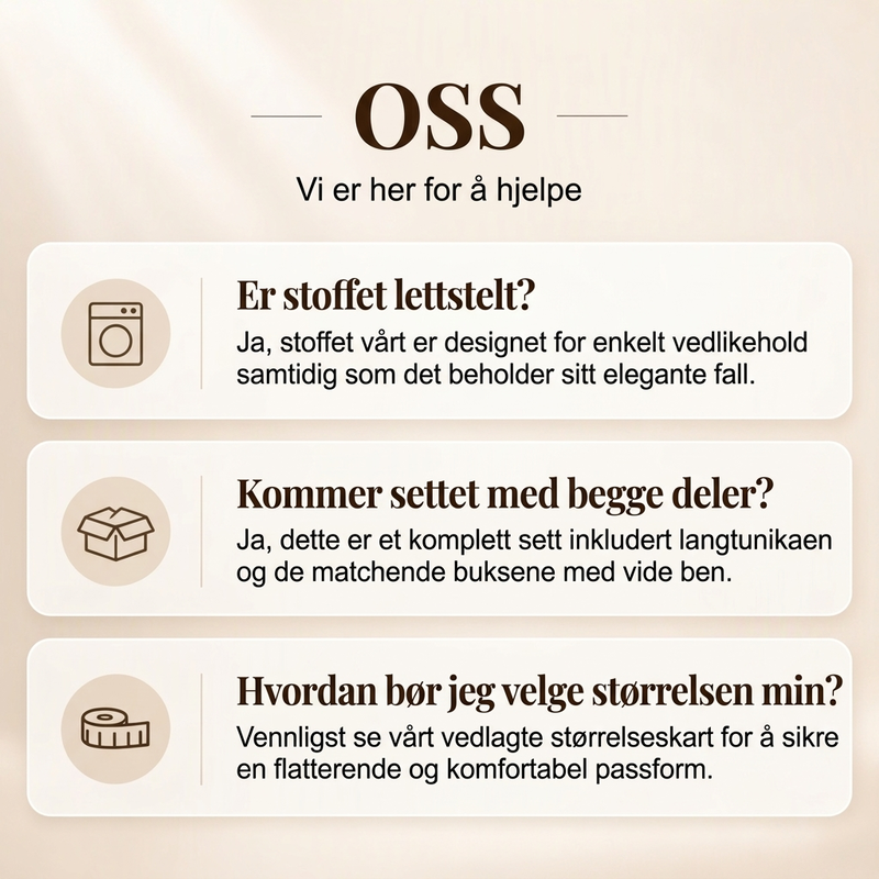 Damesett: Elegant lang frakk og vide bukser