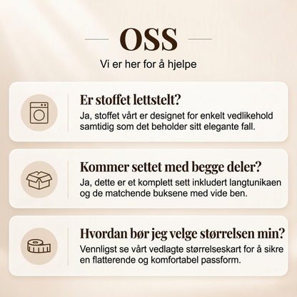 Damesett: Elegant lang frakk og vide bukser