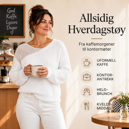 Kvinne genser i imitert mink med mesh-innslag