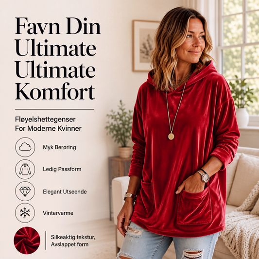Damevelour genser med hette